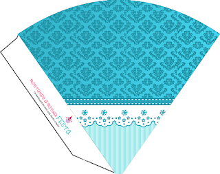 Ligth Blue Damasks Free Printable Cones.