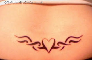 Lower Back Tribal Heart Tattoo for Women