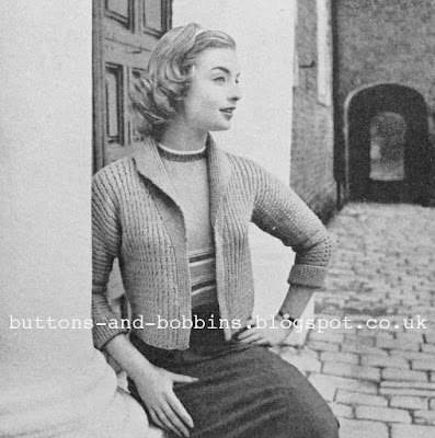 The Vintage Pattern Files: Free 1950's Knitting Pattern - Jacket For Early Spring