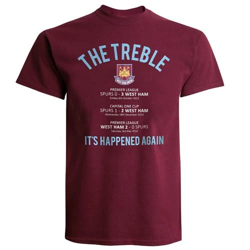 'Treble winners' West Ham release T-shirt celebrating three wins over Spurs last season