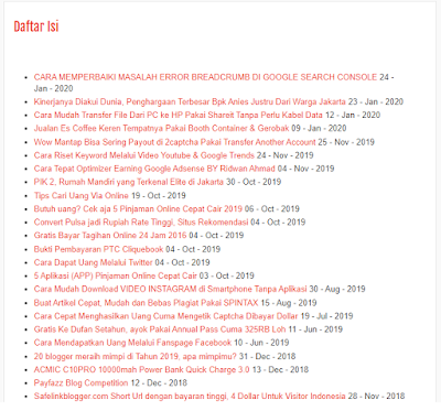 Cara Membuat Daftar Isi Otomatis di Blogger Pakai Tanggal