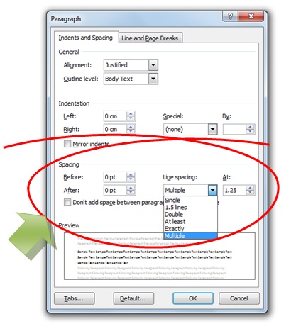 gambar dialog paragraph microsoft word untuk mengatur spasi paragraf