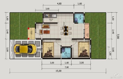  Denah  Rumah  Minimalis Impian  1 Lantai Desain Rumah 