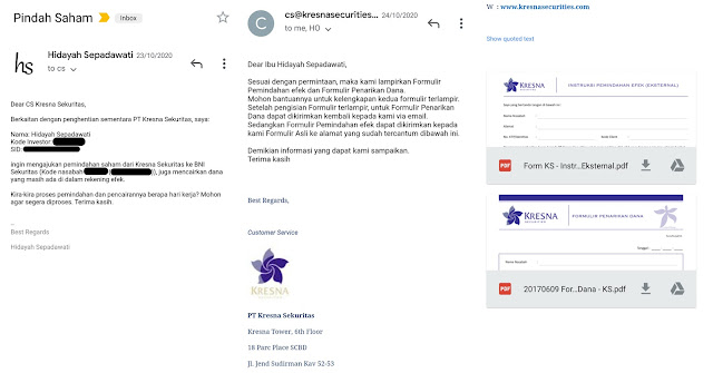 Balasan email dari Kresna Sekuritas