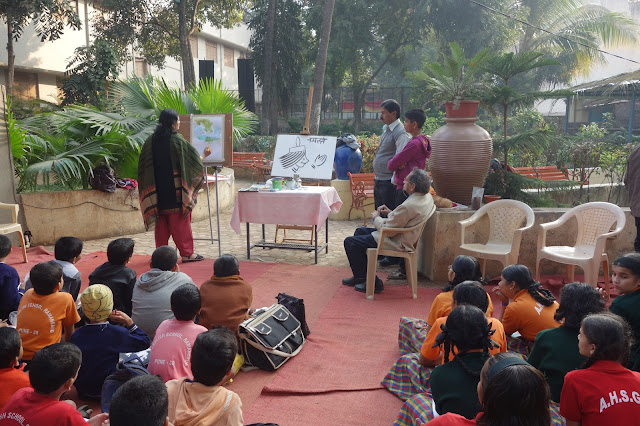 Chitra Vaidya demonstrating watercolour painting