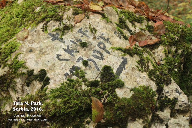 Надпись на камне на месте скита