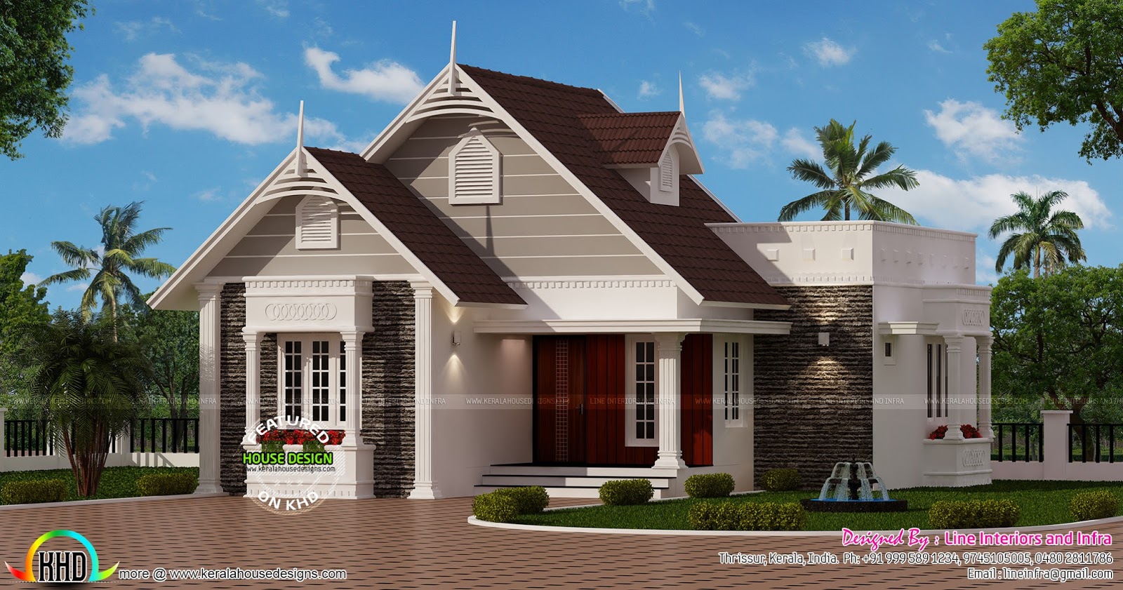  Small  European  style house  Kerala home  design  and floor 