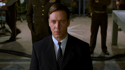 Russell Crowe as John Nash, breaking a code for the US Army.