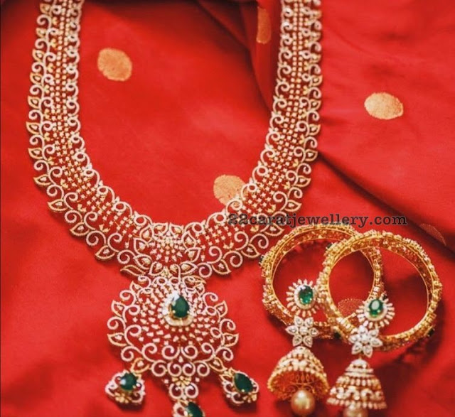 Diamond Set Huge Jhumkas and Bangles