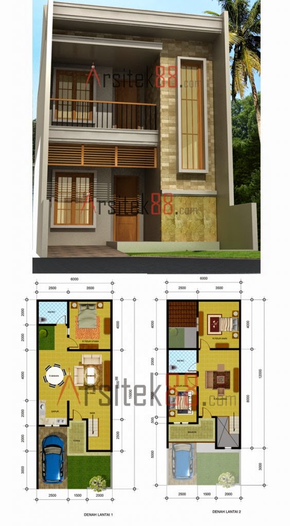  Desain  Rumah  Minimalis  2  Lantai  8 X 12 MODEL RUMAH  UNIK