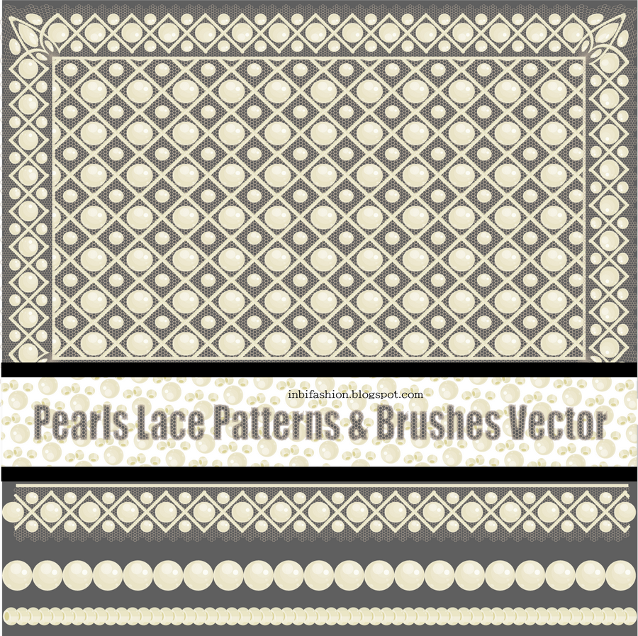 Pearls Lace Patterns and Brushes Vector Set