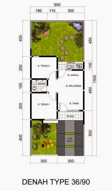 Keren Denah Rumah Type 36 Luas Tanah 72