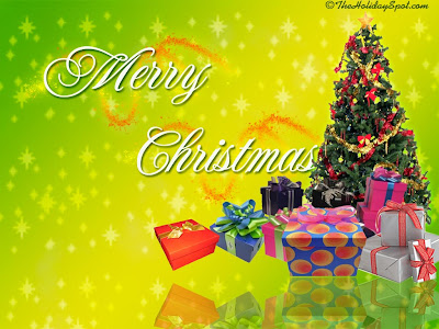 Holiday Wallpaper 1024 768 - Green Background Christmas Tree With Lots Of Gifts