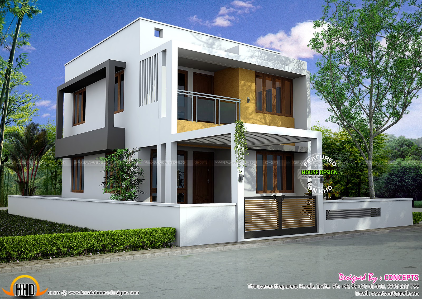 Floor plan  of modern 3 bedroom  house  Kerala home  design 