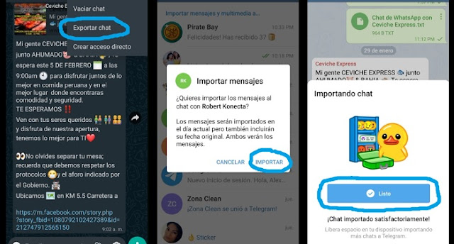 importa whatsapp chats conversaciones telegram 2021 android ios no funciona error