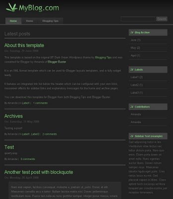 BT Dark Green Blogger Template