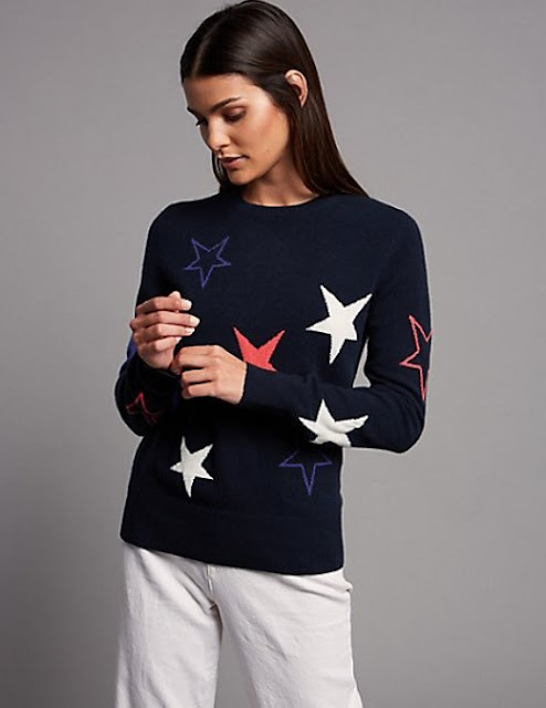 marks and spencer pure cashmere star long sleeve jumper