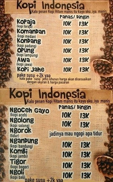 Harga Menu Warkop Masa Gitu Terbaru 2017