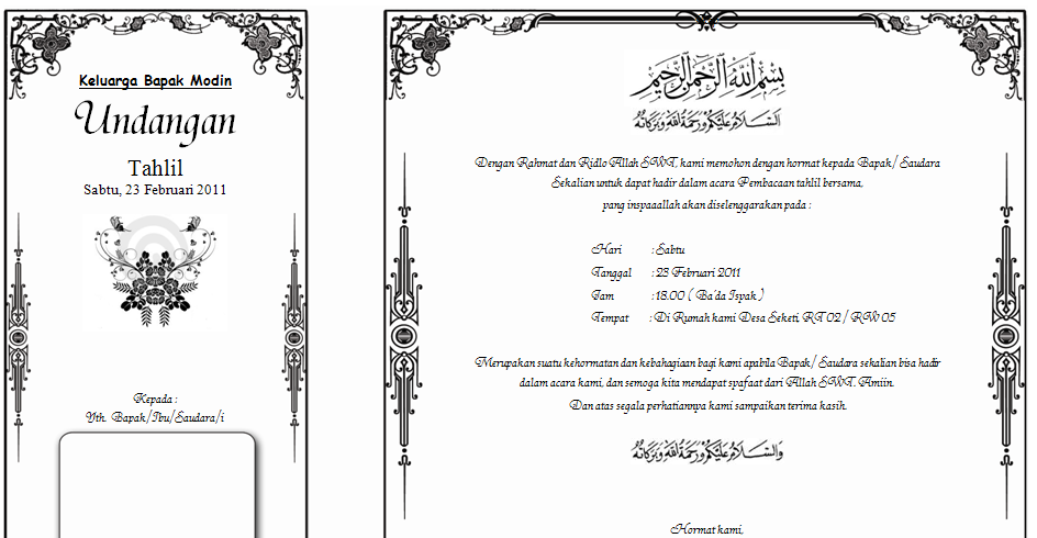 Download template undangan Walimatul ursy, tahlil dan ...