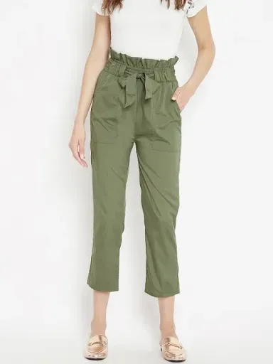 Tie-up, Wide, High Waist Trousers