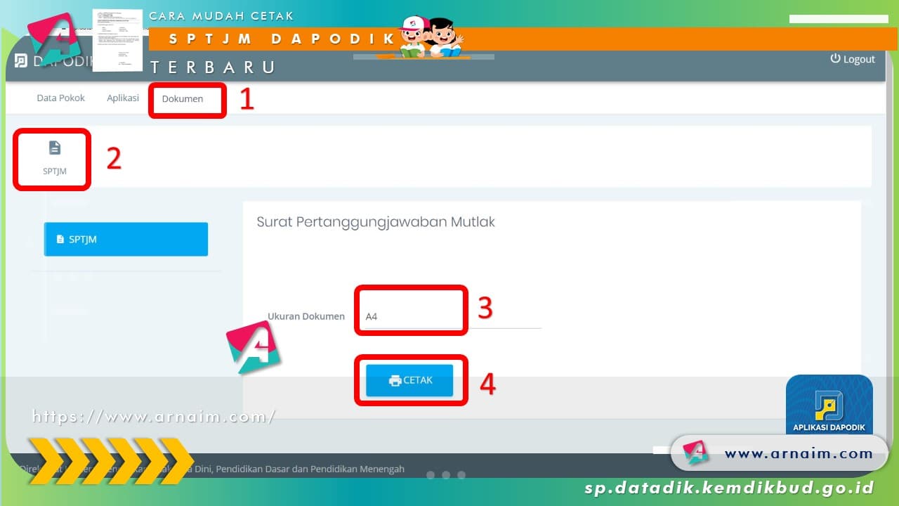 ARNAIM.COM - CARA MUDAH CETAK SPTJM DAPODIK TERBARU (4)