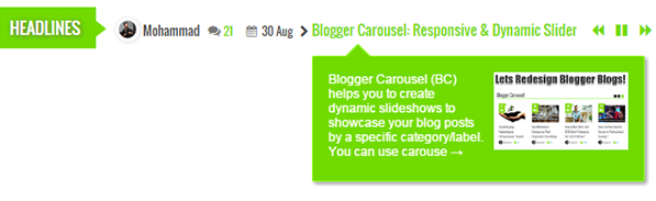 headlines news widget for blogspot with tooltips