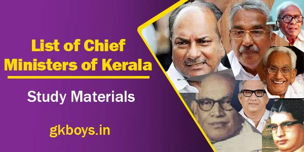 List of Chief Ministers of Kerala | GK Boys