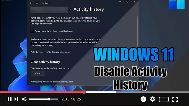 How to Disable activity history on Windows 11