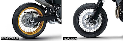 Ukuran Velg KLX 230SM dan KLX 230SM SE Standar Depan -  Belakang