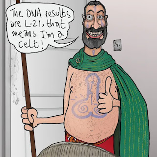 The blogger as a cartoon dressed as a celt