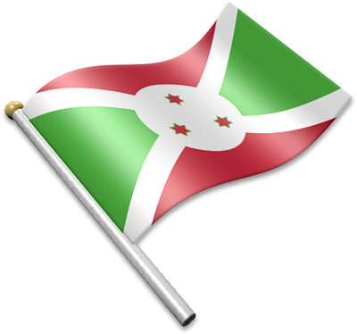 The Burundian flag on a flagpole clipart image