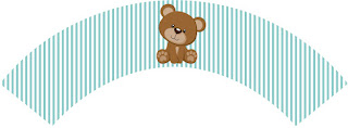 Toppers or Teddy Bear for Boys Free Printable Wrappers Cupcake. 