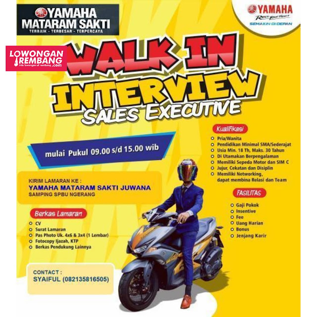 Lowongan Kerja Sales Executive Yamaha Mataram Sakti Juwana