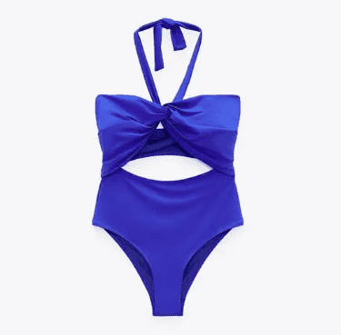 Bañador escote halter azul eléctrico de Zara 2022