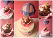 Hot Air Balloon with Teddy Bear cake in pink and purple by Jinky (hot air balloon teddy bear cake)