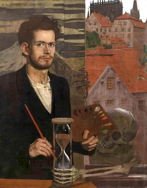 Oskar Zwintscher (1870-1916)- Autoportrait avec la Mort, 1897