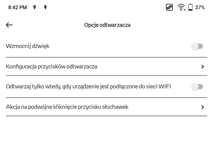 Onyx Boox Page – opcje odtwarzacza audiobooków w aplikacji Empik Go z wyłącznikiem czasowym