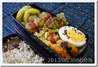 フルーツ＆ゴーヤサラダ・ゆでたまご弁当(2013/08/30)