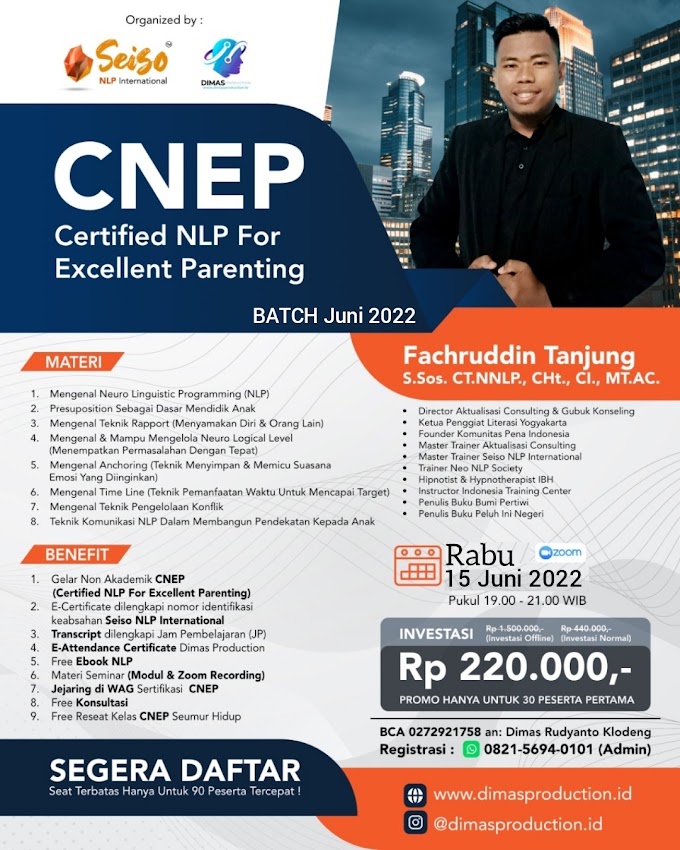 WA.0821-5694-0101 | Certified NLP For Excellent Parenting (CNEP)