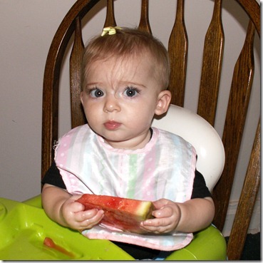 Elaine 9 months First Watermelon