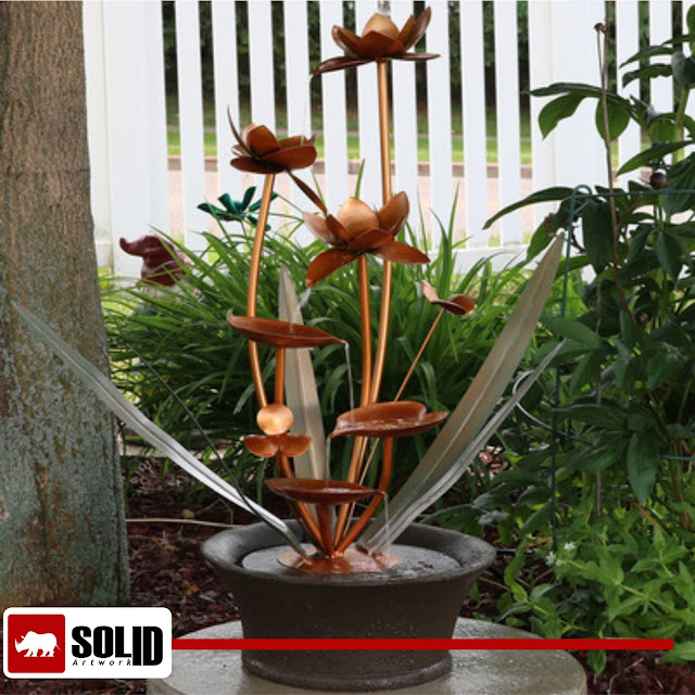 Copper Flower Blossoms  Water Fountain