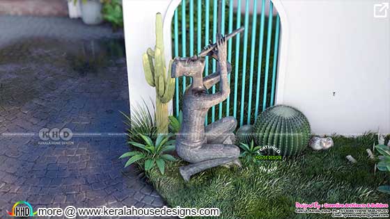 Kerala traditional house statue on Garden