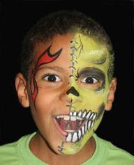 airbrush face painting skull boy