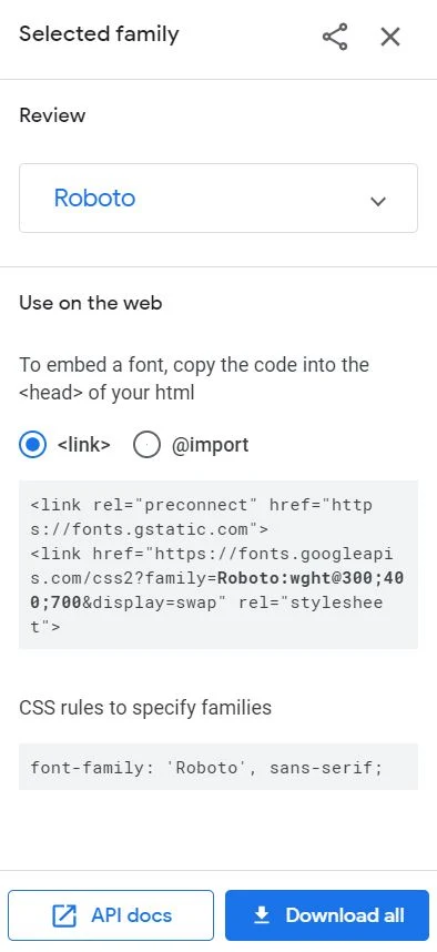 Use roboto font on the web