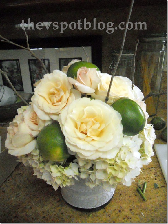 roses limes floral arrangement wedding centerpiece Cheap Easy Pretty