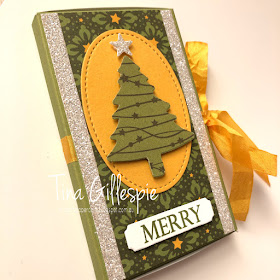 scissorspapercard, Stampin' Up!, Art With Heart, Gift Box, Merry Christmas To All Bundle, Night Before Christmas DSP, Scalloped Note Cards, Pine Tree Punch