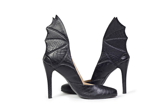 Black High Heeled pumps with dragon wings