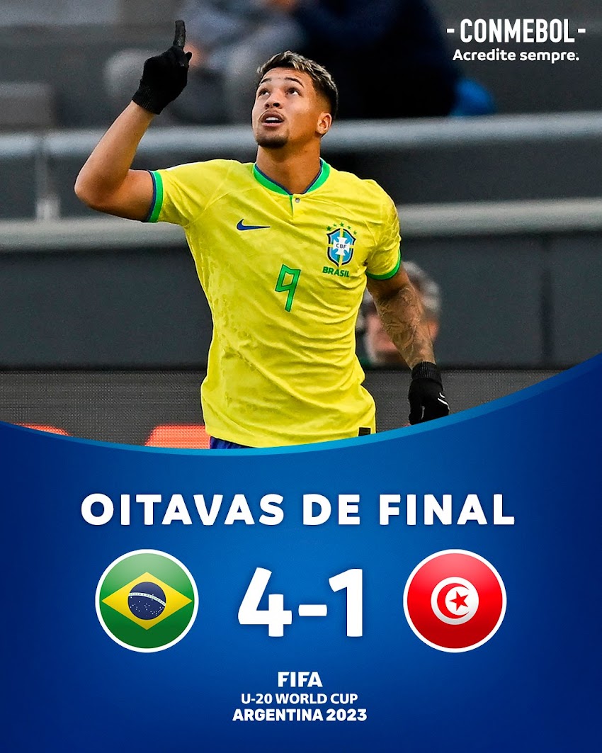 Brasil derrota 4-1 a Túnez y clasifica a Cuartos de Final del Mundial Sub20