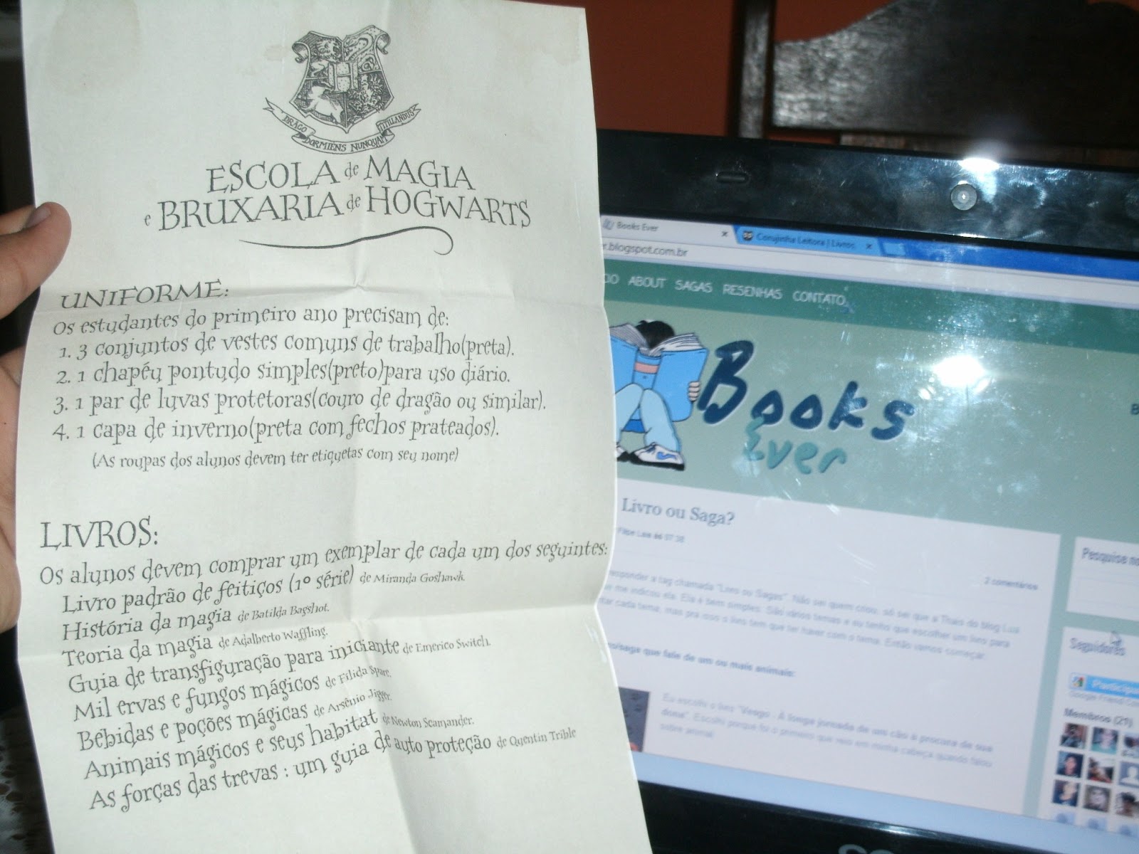 Minha carta de Hogwarts + Marcadores Harry Potter ~ Books 