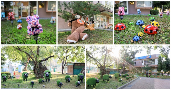 台中公園派出所好溫馨，小羊群、熊熊警察、雪人、玫瑰花熊好可愛